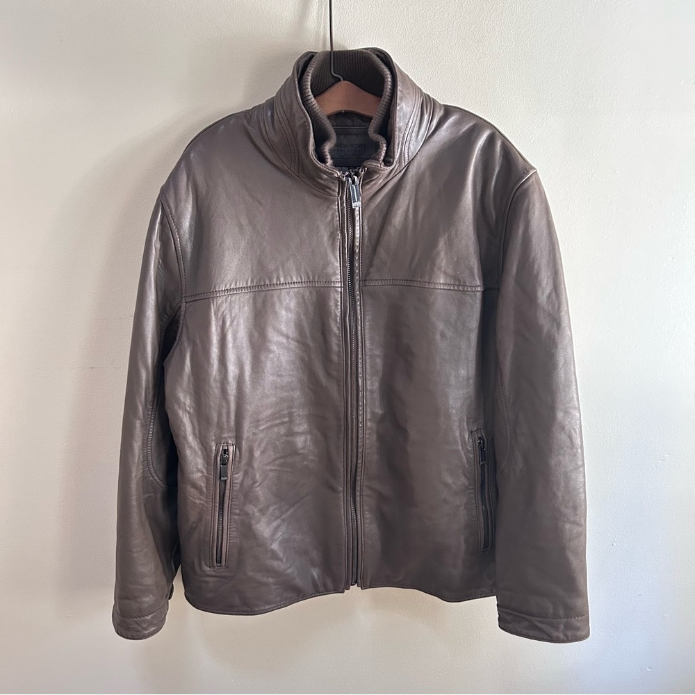 Marc New York ~ Men’s Large Taupe Buttery Soft Leather Jacket * with worn areas